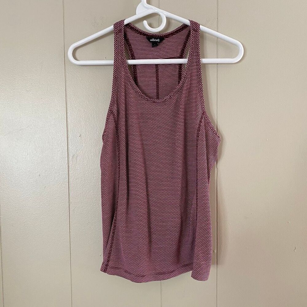 Allbirds Striped Racerback Tank Top Women’s Small Pink Burgundy Performance Acti